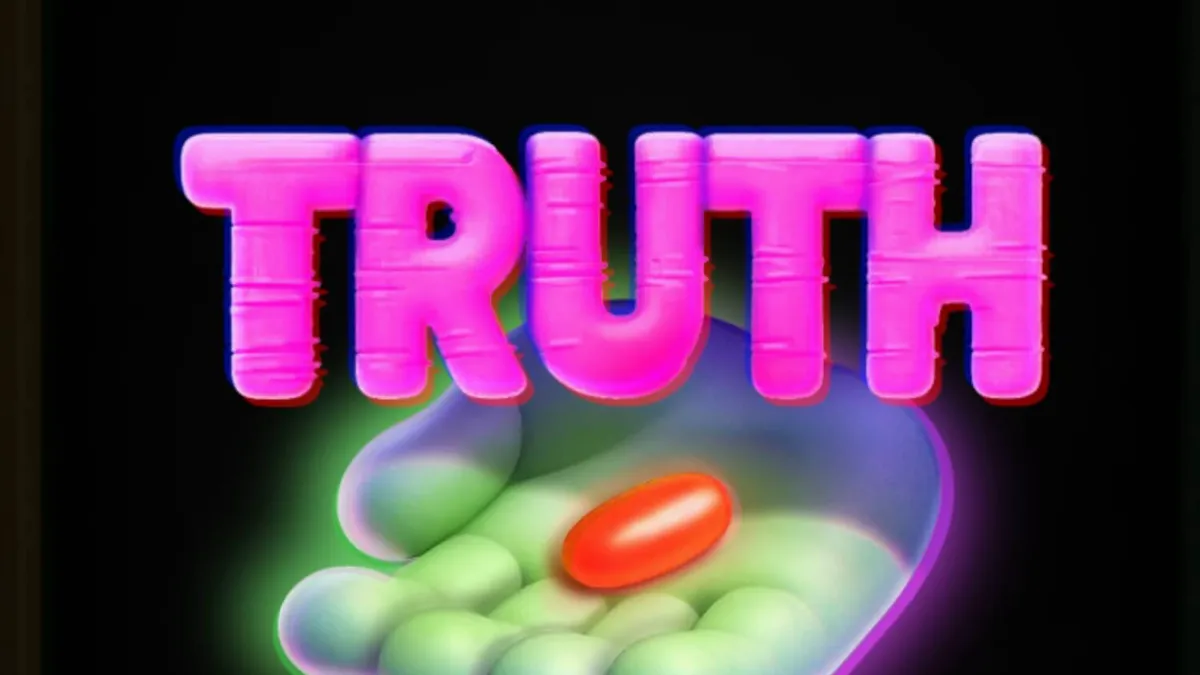 Ang retro na disenyo ng Truth slot na may temang conspiracy at bunker.
