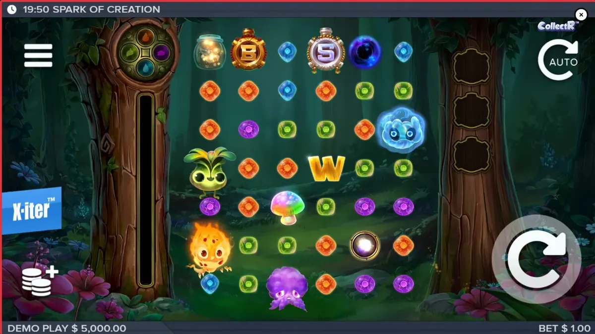 Makulay na kagubatan at mga elemental na nilalang sa Spark of Creation slot
